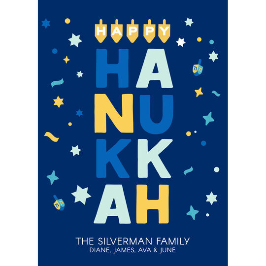 Stacked Happy Hanukkah Flat Holiday Cards